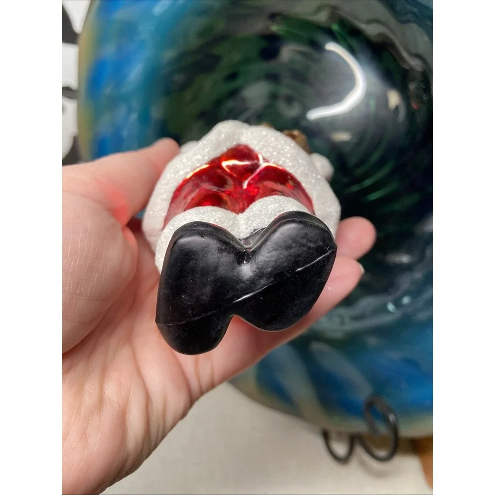 Polonaise Kurt Adler Black American Santa Claus Glass Christmas Ornament Tag+Box